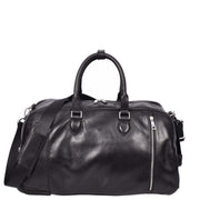 Premium Leather Wheeled Holdall Cabin Size Weekend Travel Duffle Bag AL50 Black