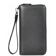 Leather Long Evelope Clutch Purse with Multi- Compartments Card Cash ID Card Travel Wallet A211 Black