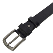 Mens Real Leather Pin Buckle Belt For Jeans Work Everyday Use Classic Style A05 Black