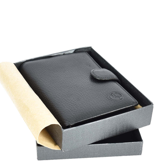 Genuine Leather Passport Holder Travel Bi-Fold Wallet Credit Card Notes Document Organiser A310 Black