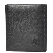 Genuine Leather Mens Slim Bi-Fold Style Wallet Notes Coin Pocket Business Cards A208 Black