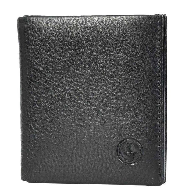 Genuine Leather Mens Slim Bi-Fold Style Wallet Notes Coin Pocket Business Cards A208 Black