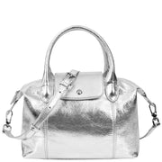 Womens Genuine Leather Top-Handle Bag Tote Style Casual Outgoing Fashion Handbag Amy Silver