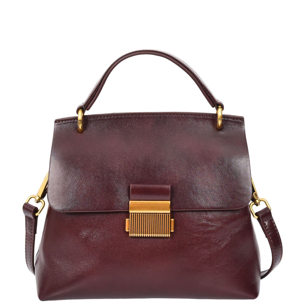 Womens Real Leather Handbag Small Evening Outgoing Fashion Tote Bag A776 Brown-1