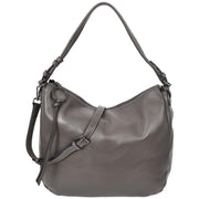 Womens Leather Hobo Handbag Soft Large Multi Straps Zipper Shoulder Bag A202 Grey-10