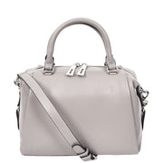 Women Real Leather Handbag Small Casual Outgoing Style Grab Handles A393 Grey-8