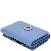 Womens Leather Purse Trifold Metal Clasp Cash Coins Cards Wallet A209 Blue 4