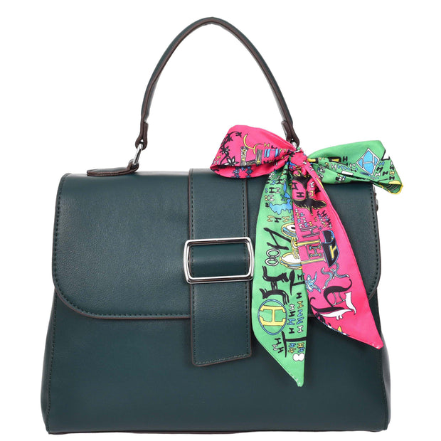 Womens Handbag Faux Leather Top Handle Doctors Bag Outgoing Fashion Tote A897 Green-5