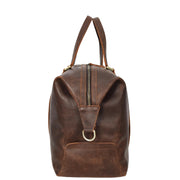 Real Leather Holdall Mid-Size Padded Laptop Section Weekend Travel Duffle Bag A007 Rust Brown