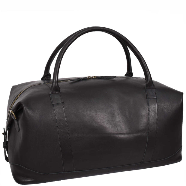 Real Leather Travel Holdall Weekender Overnight Cabin Bag A634 Black 2