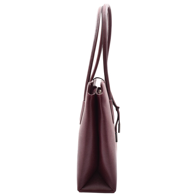 Womens Genuine Leather Shoulder Bag A4 Size Classic Handbag A062 Burgundy