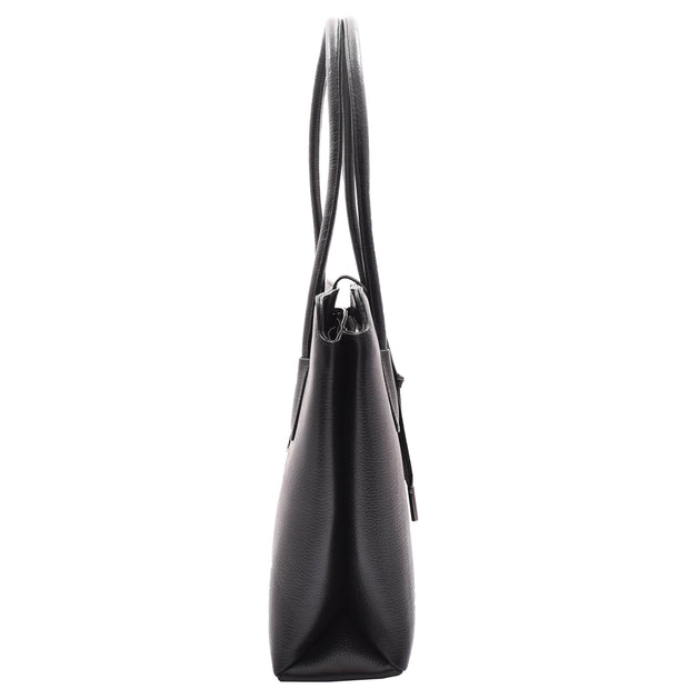 Womens Genuine Leather Shoulder Bag A4 Size Classic Handbag A062 Black