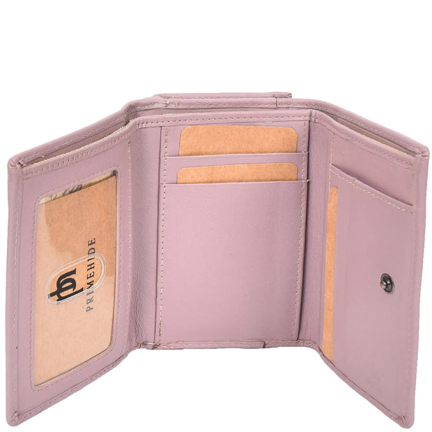 Womens Leather Purse Trifold Metal Clasp Cash Coins Cards Wallet A209 Lilac 4