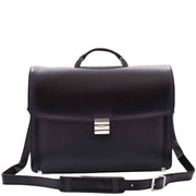 Mens Leather Briefcase Italian Cowhide Business Office Laptop Satchel Bag A206 Black