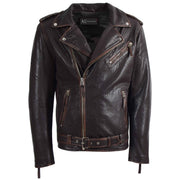 Mens Real Leather Biker Jacket Zip Brando New Zealand Sheep Anthony Brown 3