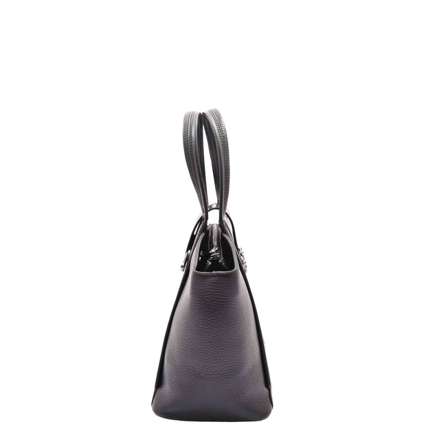 Womens Real Leather Handbag Croc Trim Casual Outgoing Fashion Tote Bag A6058 Black