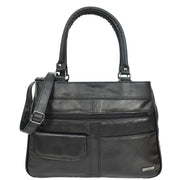 Womens Soft Leather Tote Bag Black Outgoing Casual Handbag A953 3