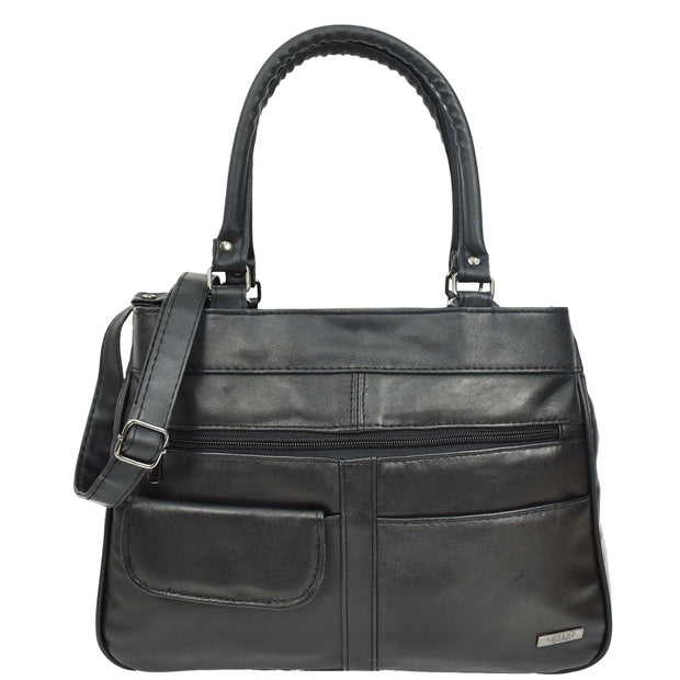 Womens Soft Leather Tote Bag Black Outgoing Casual Handbag A953 3