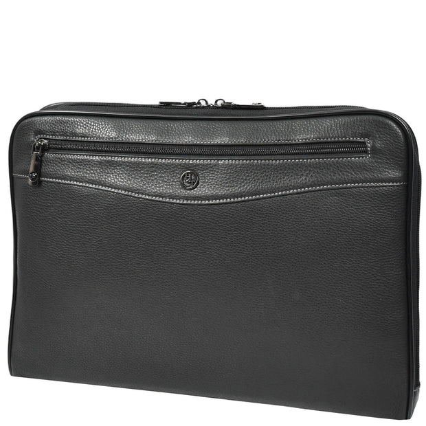 Premium leather Portfolio Zip Around Travel A4 Document Organiser Folio Bag A367 Black