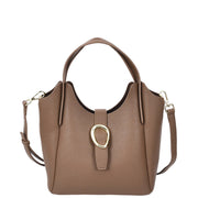 Womens Leather-Look Handbag Casual Basket Shape Small Fashion Tote Bag AH181 Brown-8