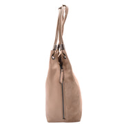 Womens Real Leather Suede Shoulder Hobo Bag Casual Outgoing Handbag A7153 Taupe