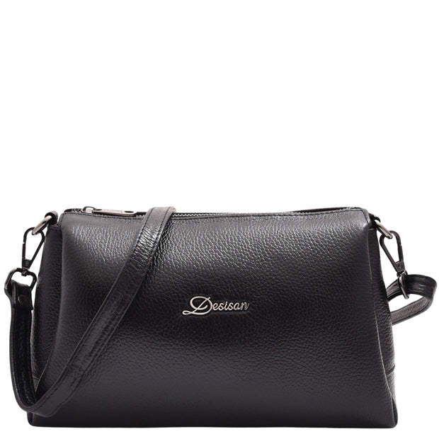Women Girls Premium Leather Small Handbag Shoulder Crossbody Messenger Bag A3017 Black