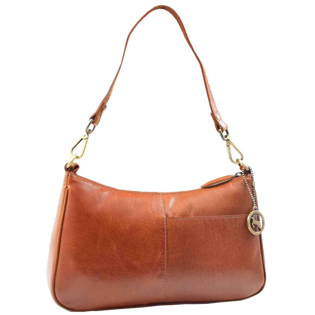 Womens Detachable Straps Leather Shoulder Bag ELLA Cognac 1