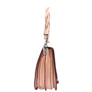 Womens Premium Leather Shoulder Saddle Bag Multi Pocket Handbag A6080 Rose