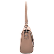 Womens Leather Messenger Bag Croc Trim Cross Body Fashion Handbag A2045 Taupe