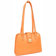 Genuine Orange Leather Shoulder Bag for Women Trendy Tote Handbag Fiona