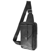 Real Leather Holster Chest Pack Casual Cross Body Sling Travel Organiser Bag A710 Black-5