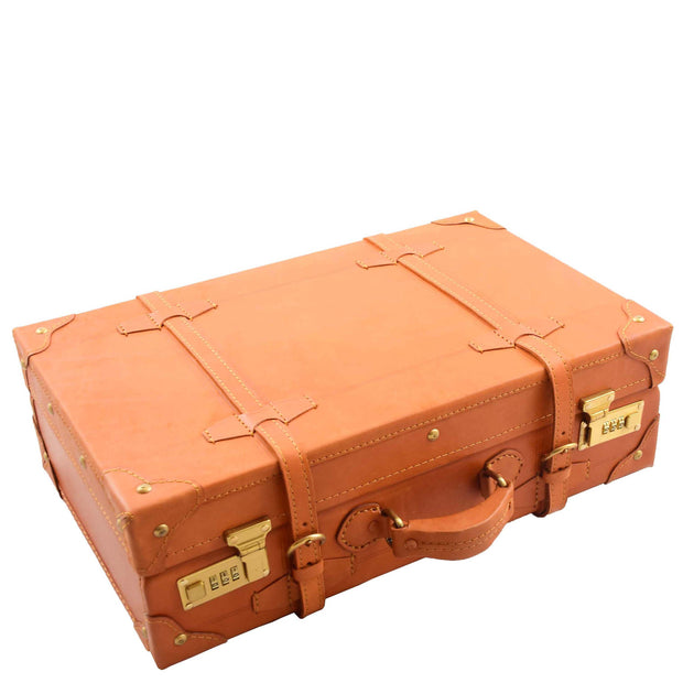 Leather Antique Suitcase English Steamer Trunk Case TRUNKEST Tan 2