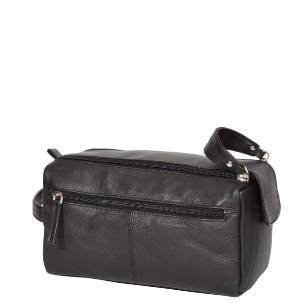 Genuine Soft Leather Black Travel Wash Bag A179-4