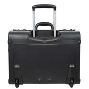 2 Wheeled Pilot Case Faux Leather Business Flight Travel Briefcase Cabin Bag Vega Black