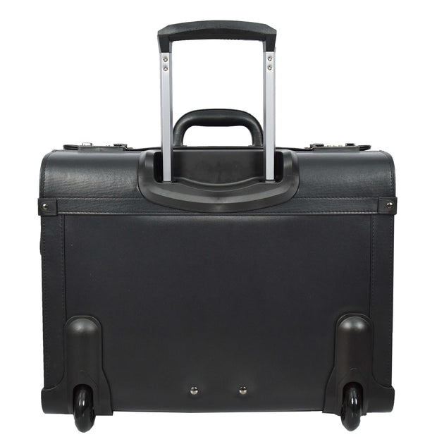 2 Wheeled Pilot Case Faux Leather Business Flight Travel Briefcase Cabin Bag Vega Black