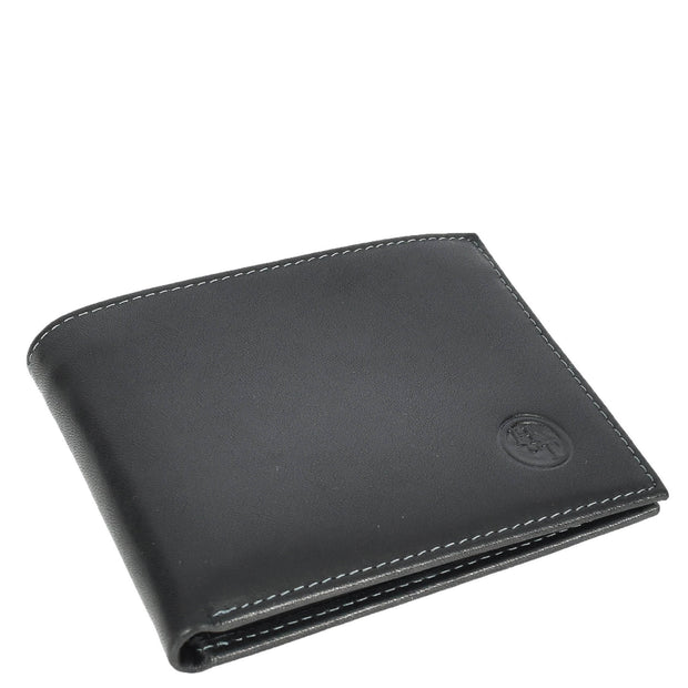 Premium Leather Mens Bi-Fold Slim Wallet Coins Money Clip Holder Style A208 Black