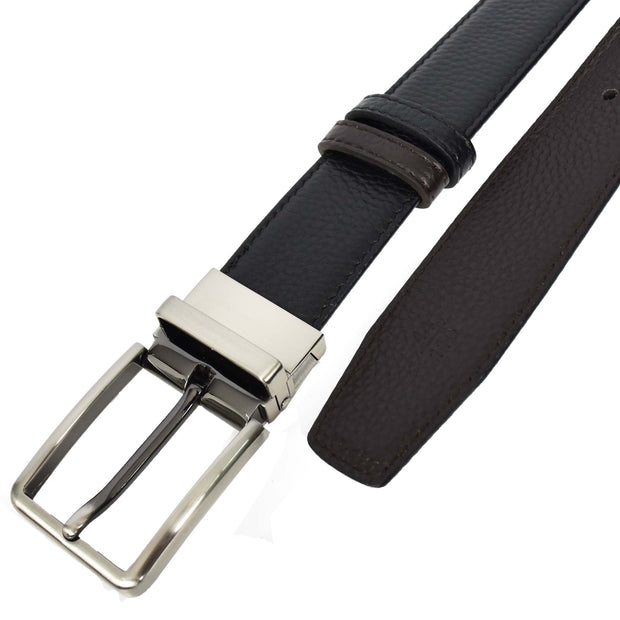 Mens Real Leather Rotated Buckle Belt With Sides Reversible Casual Style A06 Black/Brown