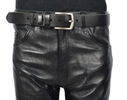 Genuine Leather Classic Pin Buckle Belt For Mens Jeans Work Casual Wear Style A04 Black