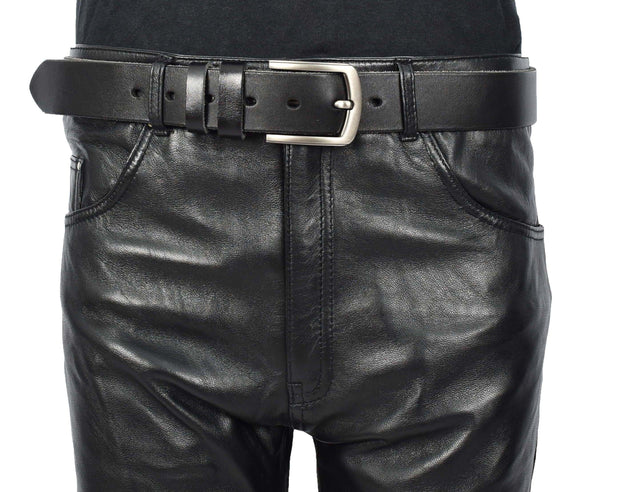 Genuine Leather Classic Pin Buckle Belt For Mens Jeans Work Casual Wear Style A04 Black
