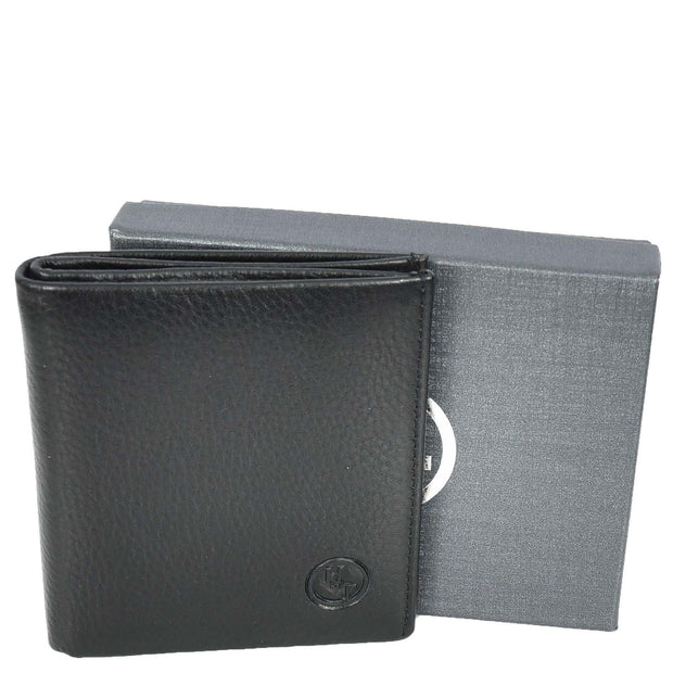 Genuine Leather Mens Slim Bi-Fold Style Wallet Notes Coin Pocket Business Cards A208 Black