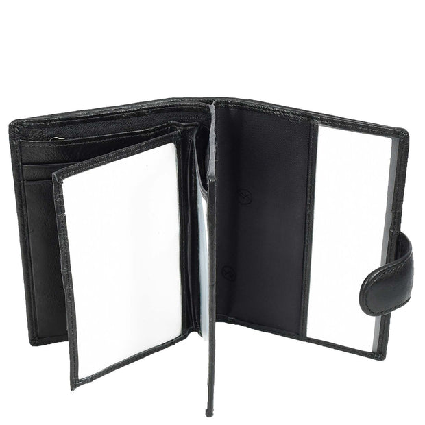 Genuine Leather Passport Holder Travel Bi-Fold Wallet Credit Card Notes Document Organiser A310 Black