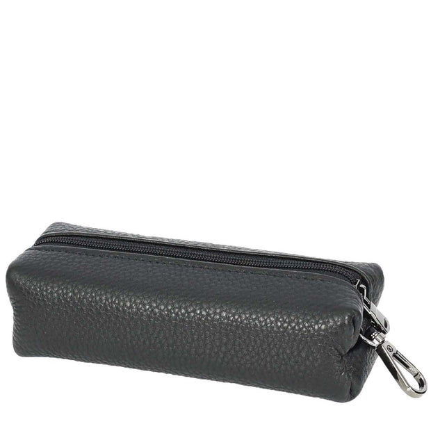Large Size Real Leather Key Ring Case Pen Pencil Glasses Car Key Holder Pouch A932 Black