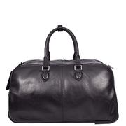 Premium Leather Wheeled Holdall Cabin Size Weekend Travel Duffle Bag AL50 Black