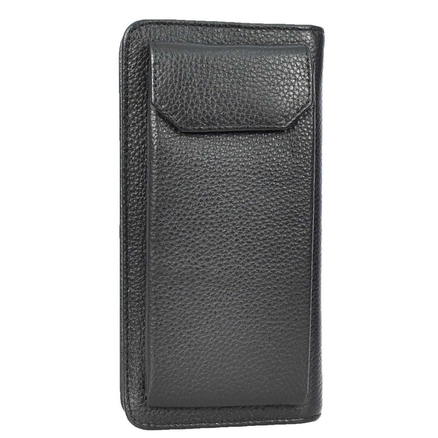 Real Leather Large Capacity Clutch Purse Zip Around Mobile Cards Glasses Organiser Travel Wallet A196 Black