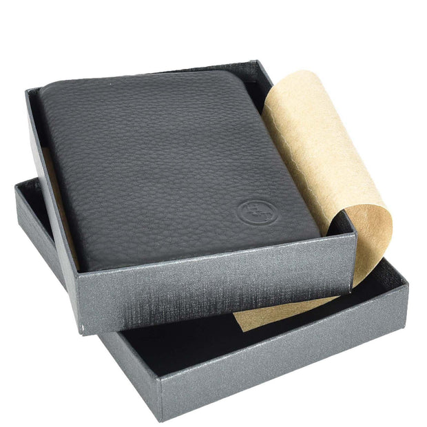 Mens Real Leather Bi-Fold Slim Wallet Coins Cards Banknotes Classic Style A162 Black