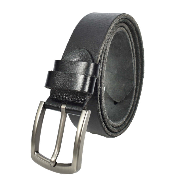 Mens Real Leather Pin Buckle Belt For Jeans Work Everyday Use Classic Style A05 Black