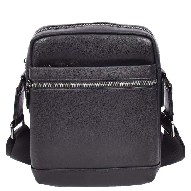 Mens Genuine Leather Flight Bag Messenger Crossbody Casual Sling Man Bag A321 Black