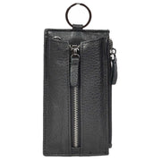 Genuine Leather Large Lightweight Key Case Wallet Car Key Holder Zipper Pouch A633 Black