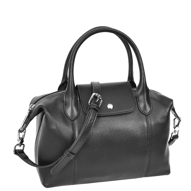 Womens Genuine Leather Top-Handle Bag Tote Style Casual Outgoing Fashion Handbag Amy Black