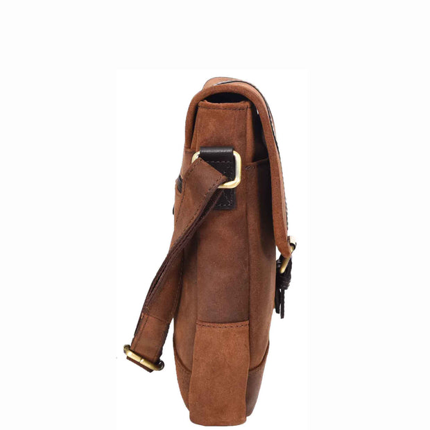 Mens Distressed Leather Crossbody Messenger Bag Vintage Brown Casual Flight Bag Arlo-3